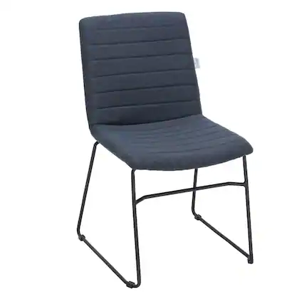 Front. LeisureMod - Zylar Office Guest Chair with PU Leather, Foam Cushion & Stainless Steel Base - Dark Blue.