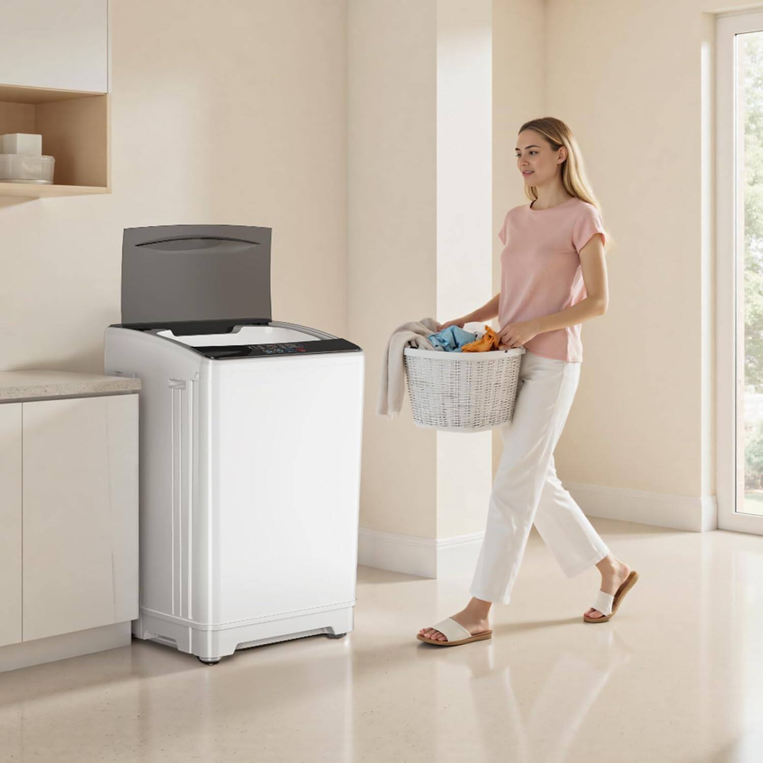 Alt View 2. Circus Cirle - 18lbs Portable Washing Machine, 2.4 Cu Ft Full Automatic Washing Machine - White.