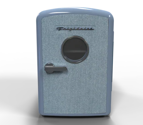 Front. Frigidaire - Frigidaire Retro Mini Personal Fridge Cooler, Holds 9 Cans, Portable- Car, Office, Bedroom, Dorm, Cabin, Light Denim - Custom.