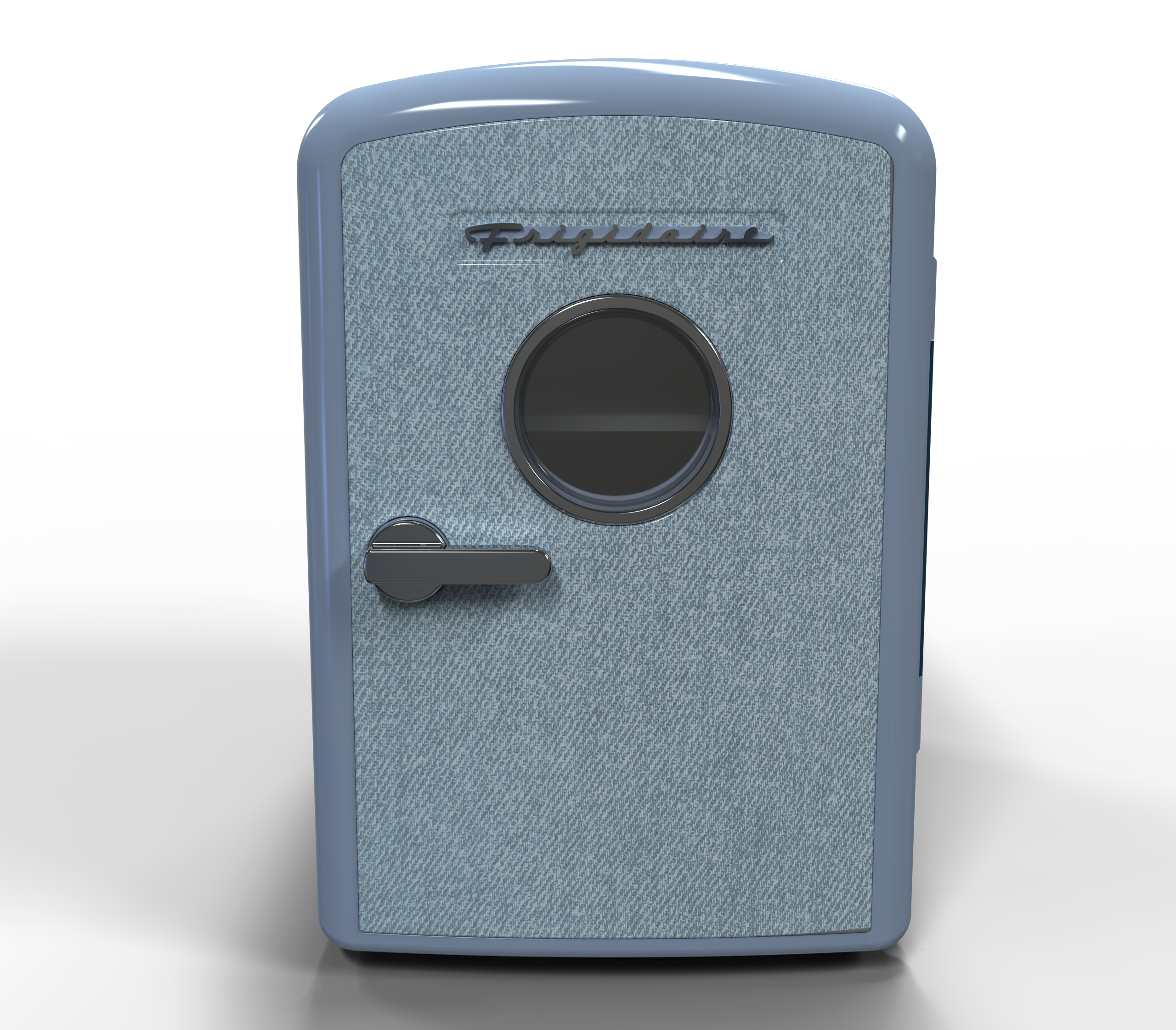 Frigidaire - Retro Mini Personal Fridge Cooler, Holds 9 Cans, Portable- Car, Office, Bedroom, Dorm, Cabin, Light Denim - Custom Panel Ready