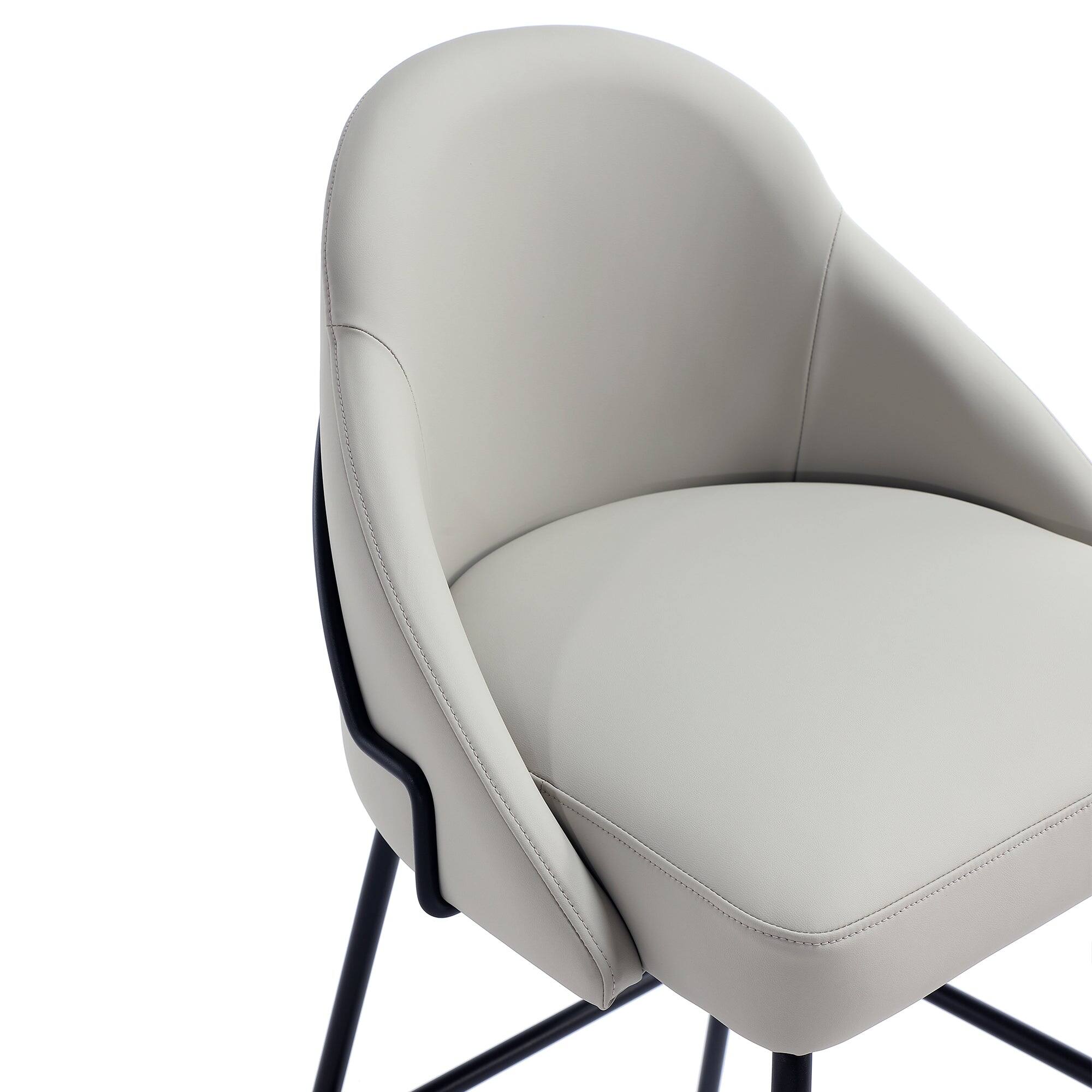 Alt View 1. Manhattan Comfort - Gracie Modern Metal Upholstered Barstool - Stone Gray and Black.
