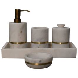 Artisan Furniture - Brass Inlay Bathroom Set of 5 - White