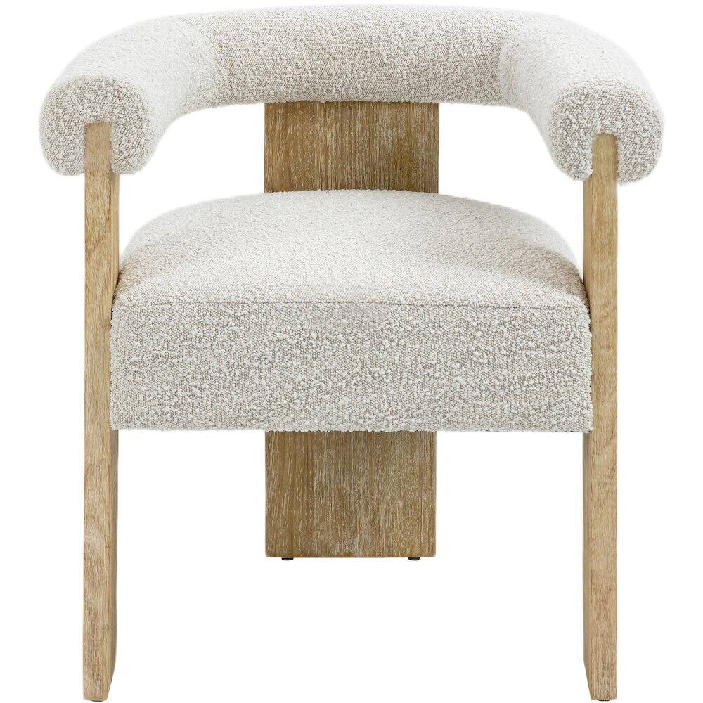 Alt View 3. Meridian Furniture - Barrel Cream Boucle Fabric Dining Chair - Beige.