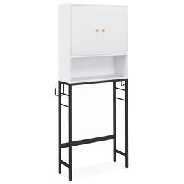 SlickBlue - Over Toilet Storage Cabinet with 2 Doors and Adjustable Shelf for Bathroom - White