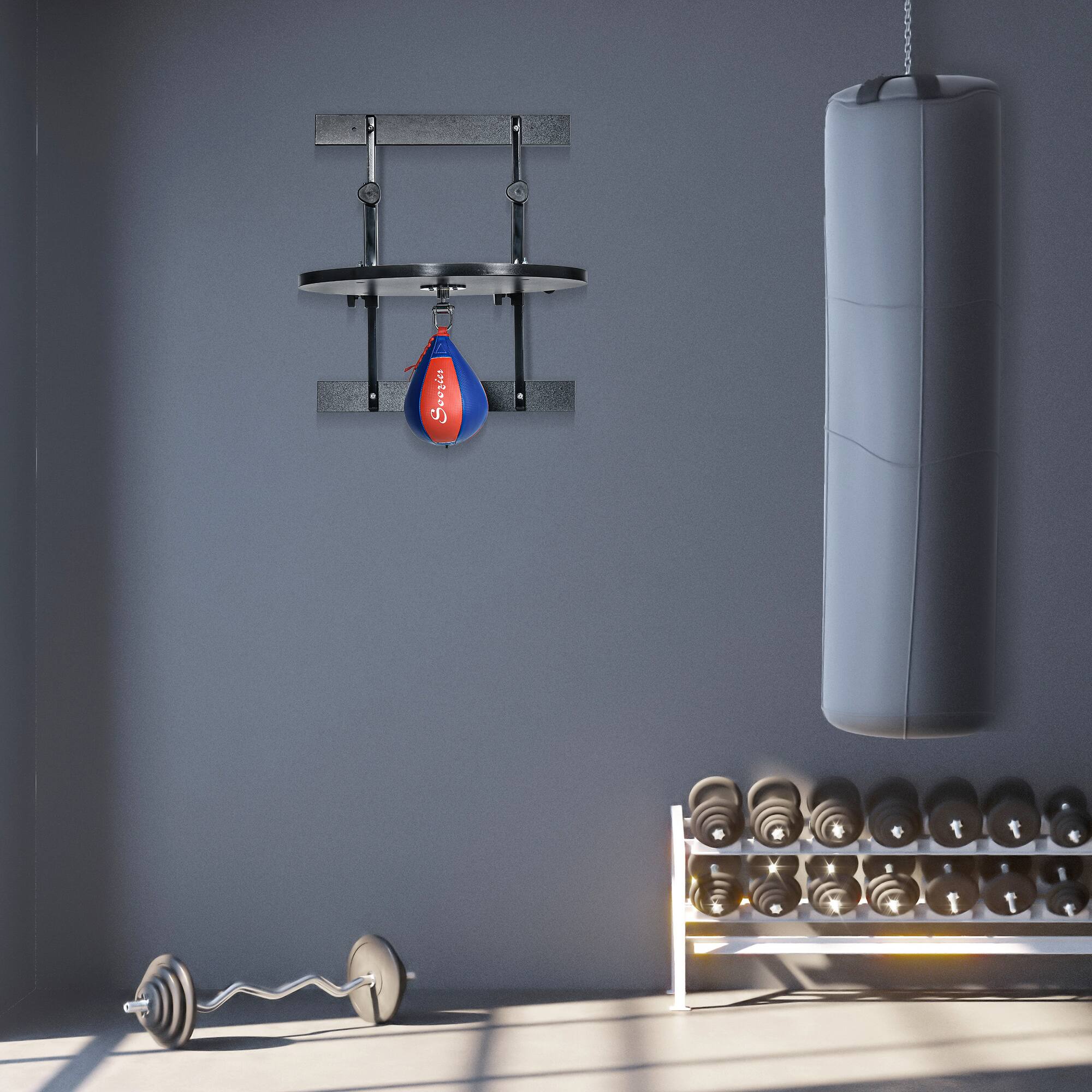 Alt View 1. Soozier - Speed Bag Platform, Wall Mounted Speed Bags for Boxing - Black, Blue and Red.