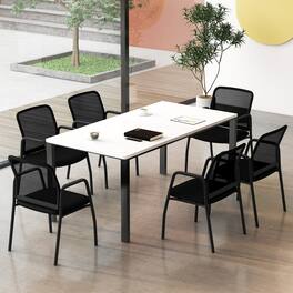 Gymax - Meeting Room Chair Set of 2 Waiting Room Chairs w/ Ergonomic Backrest & Armrests - Black