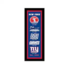 Sporticulture - New York Giants 8" x 26" Team Logo Heritage Framed Wall Art - Multicolor