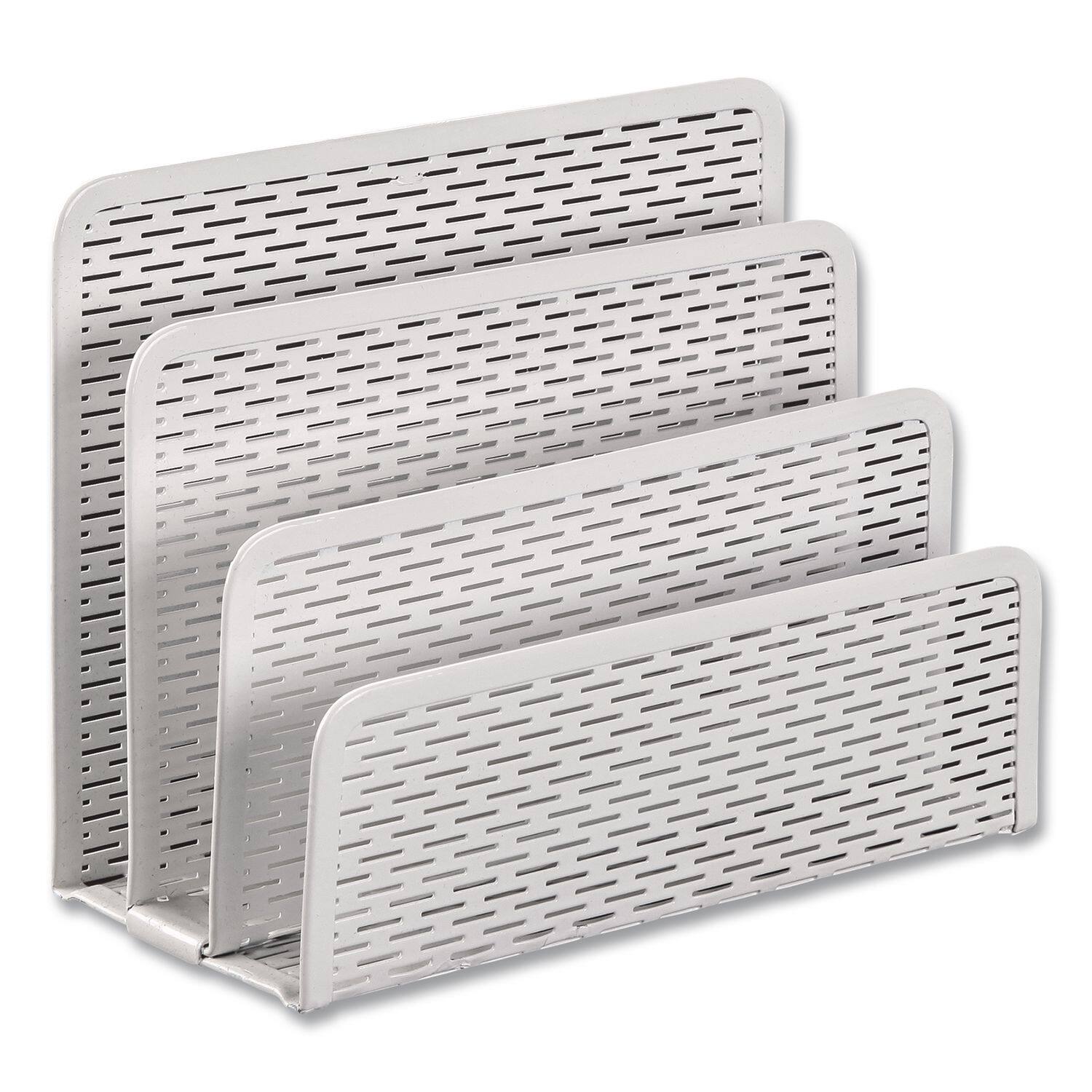 Left. Artistic - Artistic Urban Collection Punched Metal Letter Sorter, 3 Sections, Dl To A6 Size Files, 6.5" X 3.25" X 5.5", White.