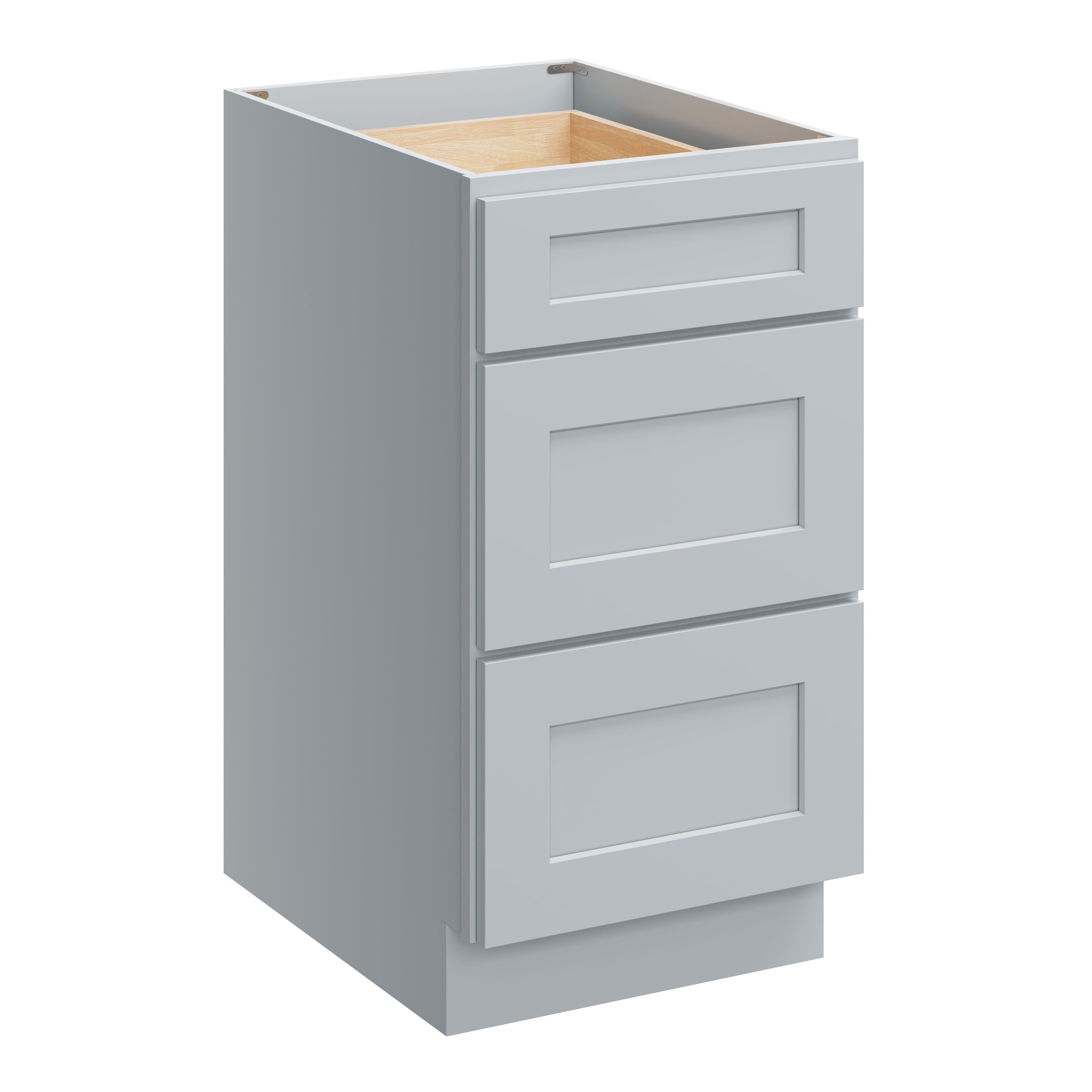 Boyel Living - 18 Inch 3 Drawer Kitchen Base Cabinet with Soft-Close Feature - Dove Grey