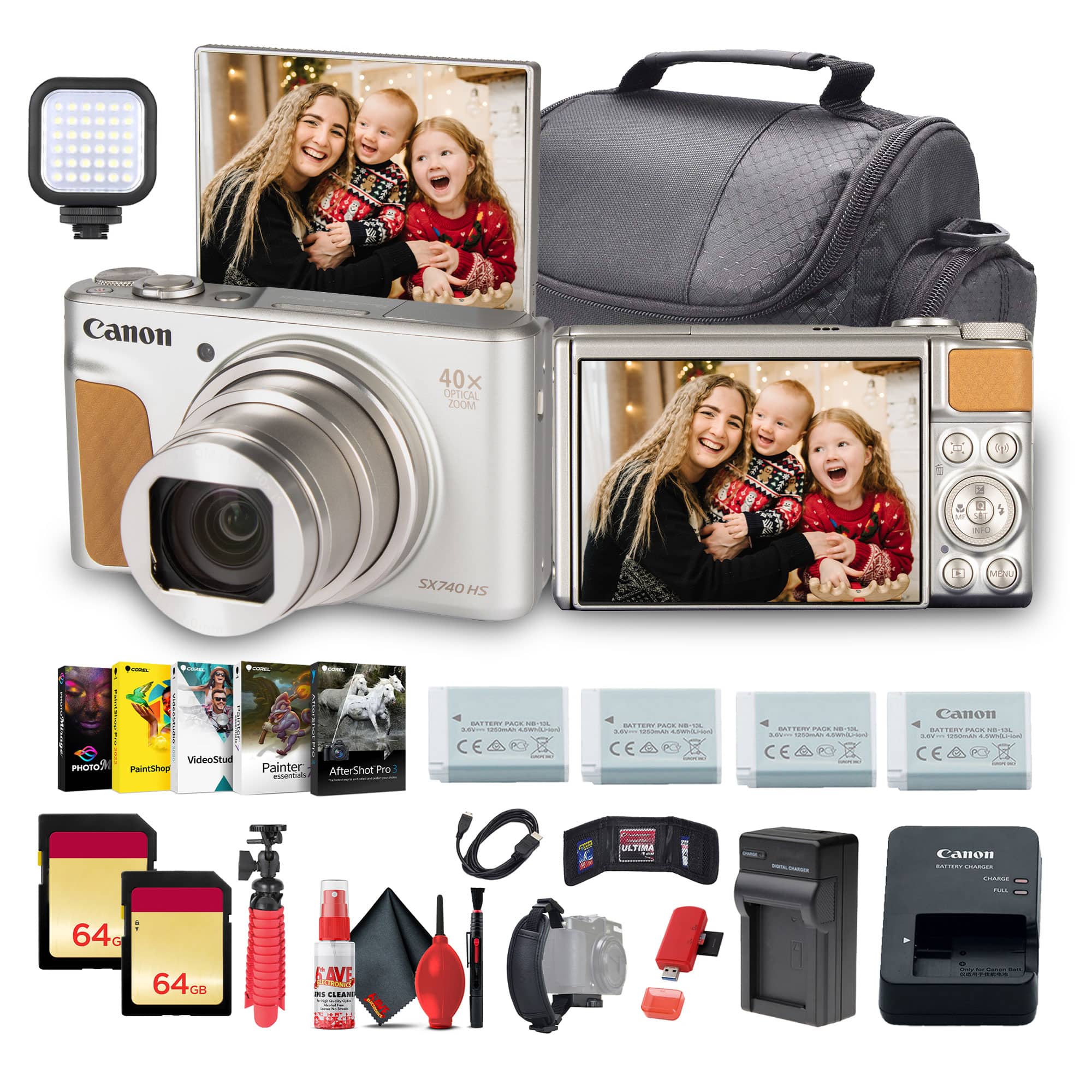 Canon - PowerShot SX740 HS Lite Edition Digital Camera (Silver) + 64GB Card + More