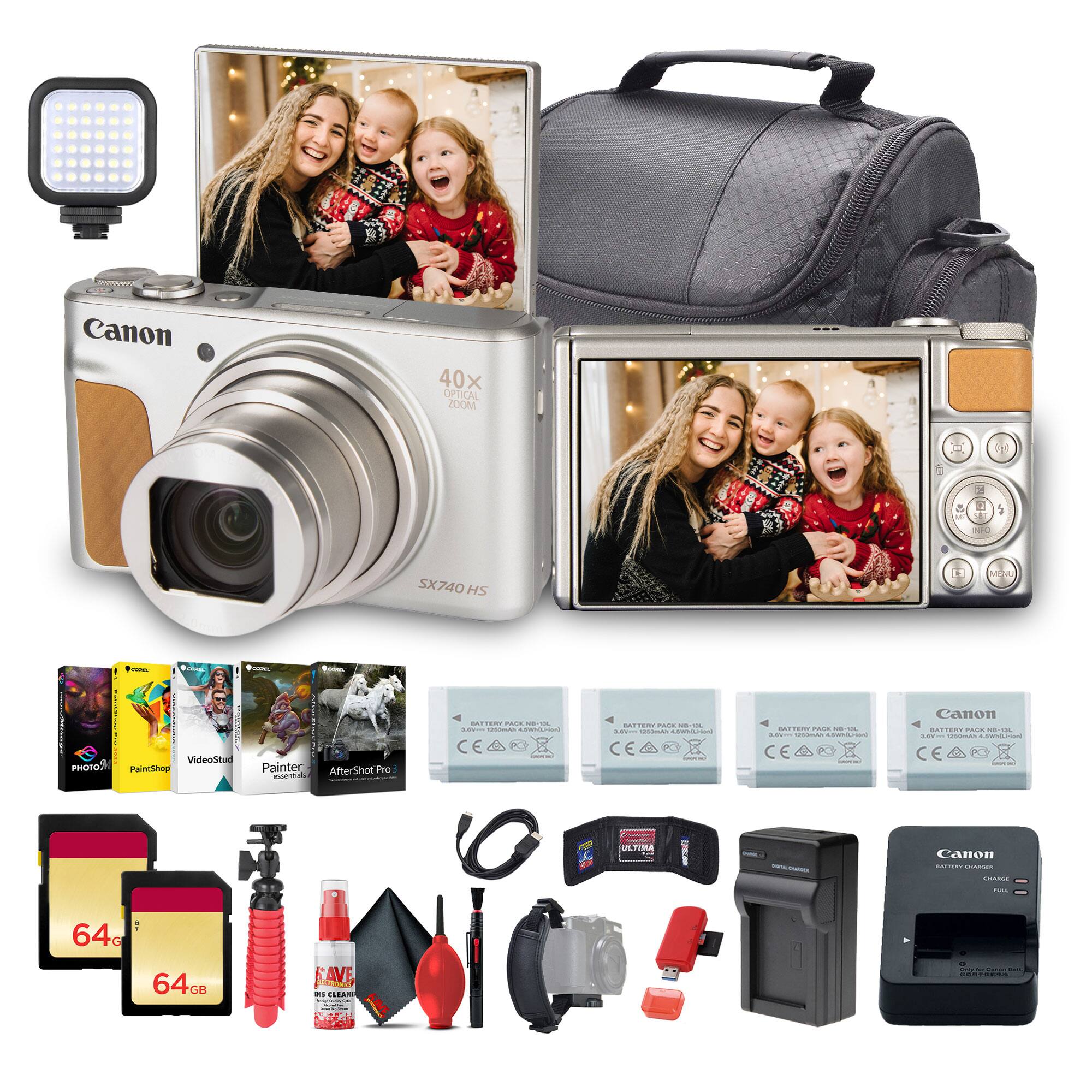 Canon - PowerShot SX740 HS Lite Edition Digital Camera (Silver) + 64GB Card + More