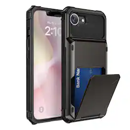 Dteck - for Apple iPhone 17e / 16e Dual Layer Protective Phone Case with Hidden 5-Card Holder Wallet Slot Flip Open Back Cover - Gray