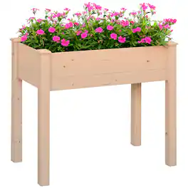 Outsunny - Raised Garden Bed, Elevated Wooden Planter Box DIY Paint with Holes for Vegetables - Natural Wood