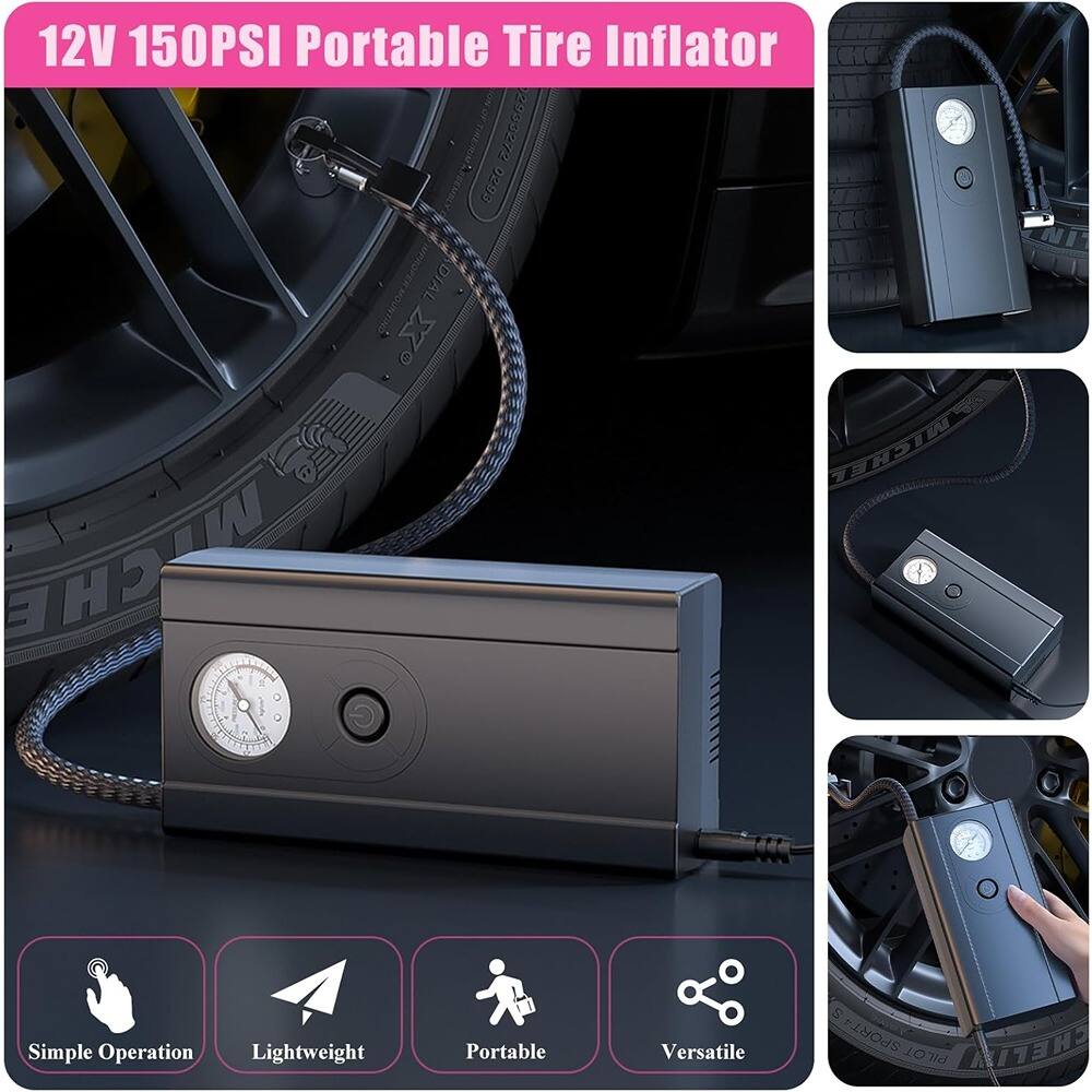 12V 150PSI Portable Tire Inflator
Simple Operation
Lightweight
Portable
Versatile
