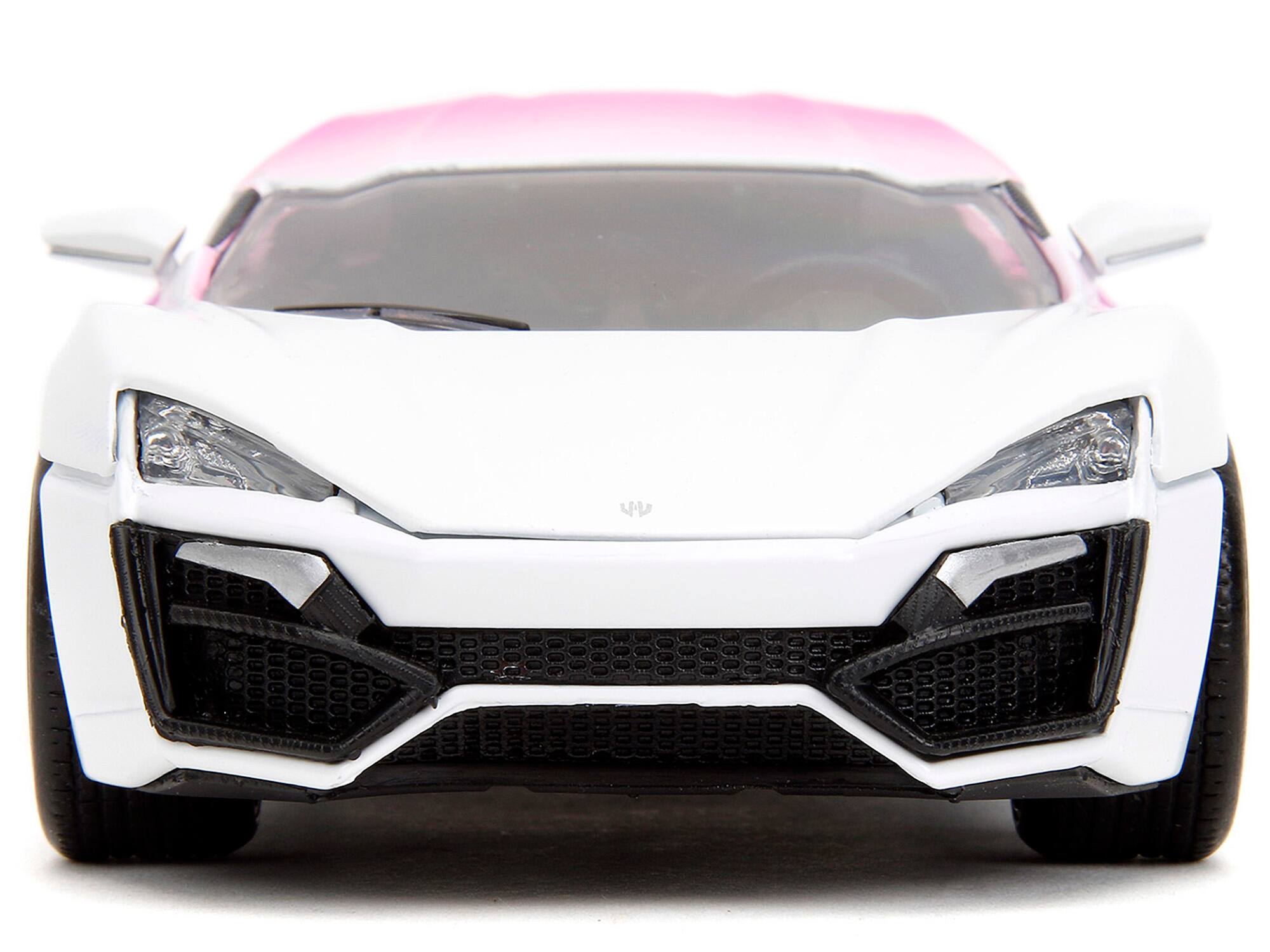 Alt View 5. Jada - Lykan Hypersport White, Pink and Purple Gradient "Pink Slips" Series 1/24 Die Cast Model Car by Jada.