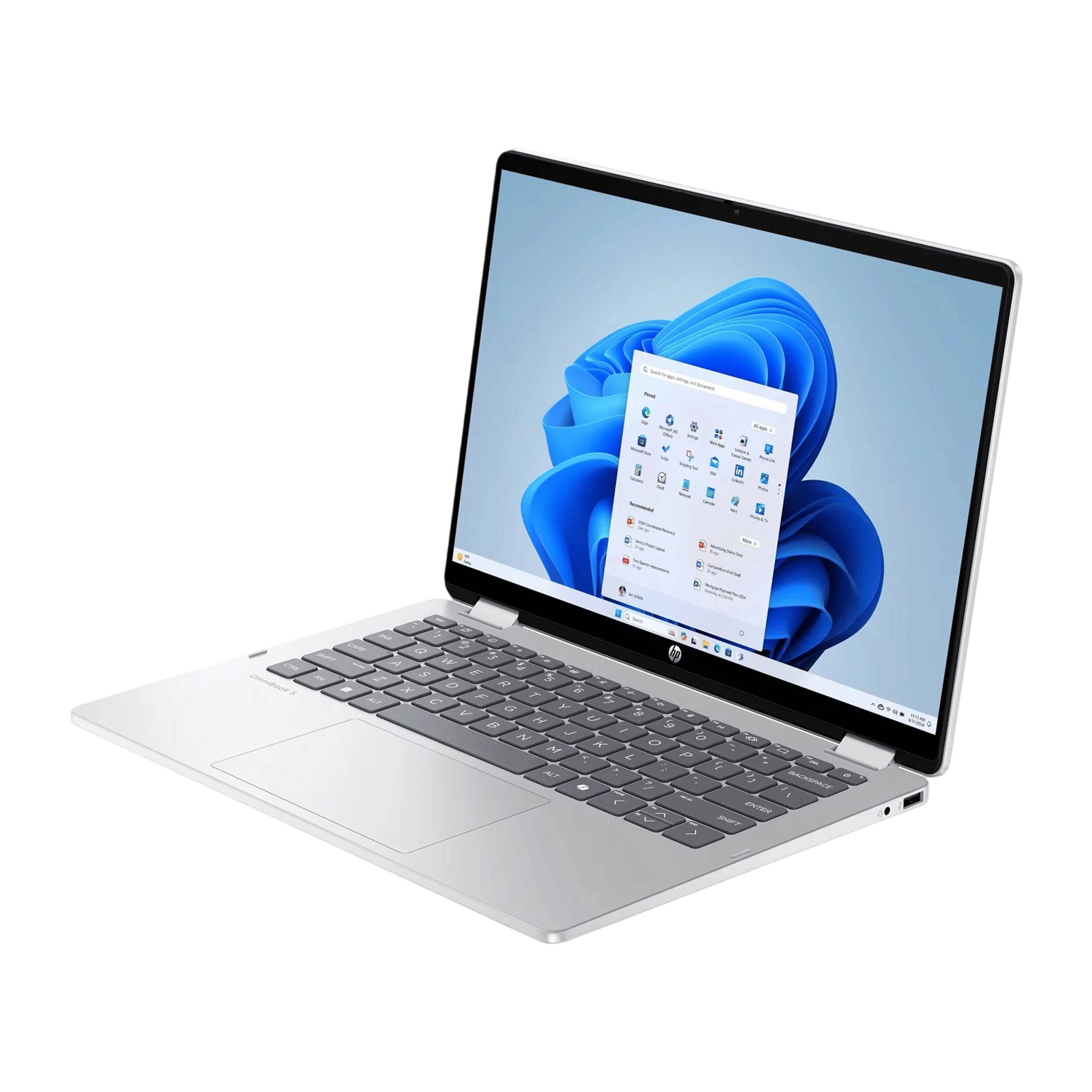 Alt View 2. HP - HP OmniBook 5 Flip 2-in-1 14" 2K Touchscreen Laptop,Intel 7 150U,16GB LPDDR5,2TB SSD,Win 11 Pro,Silver - Silver.