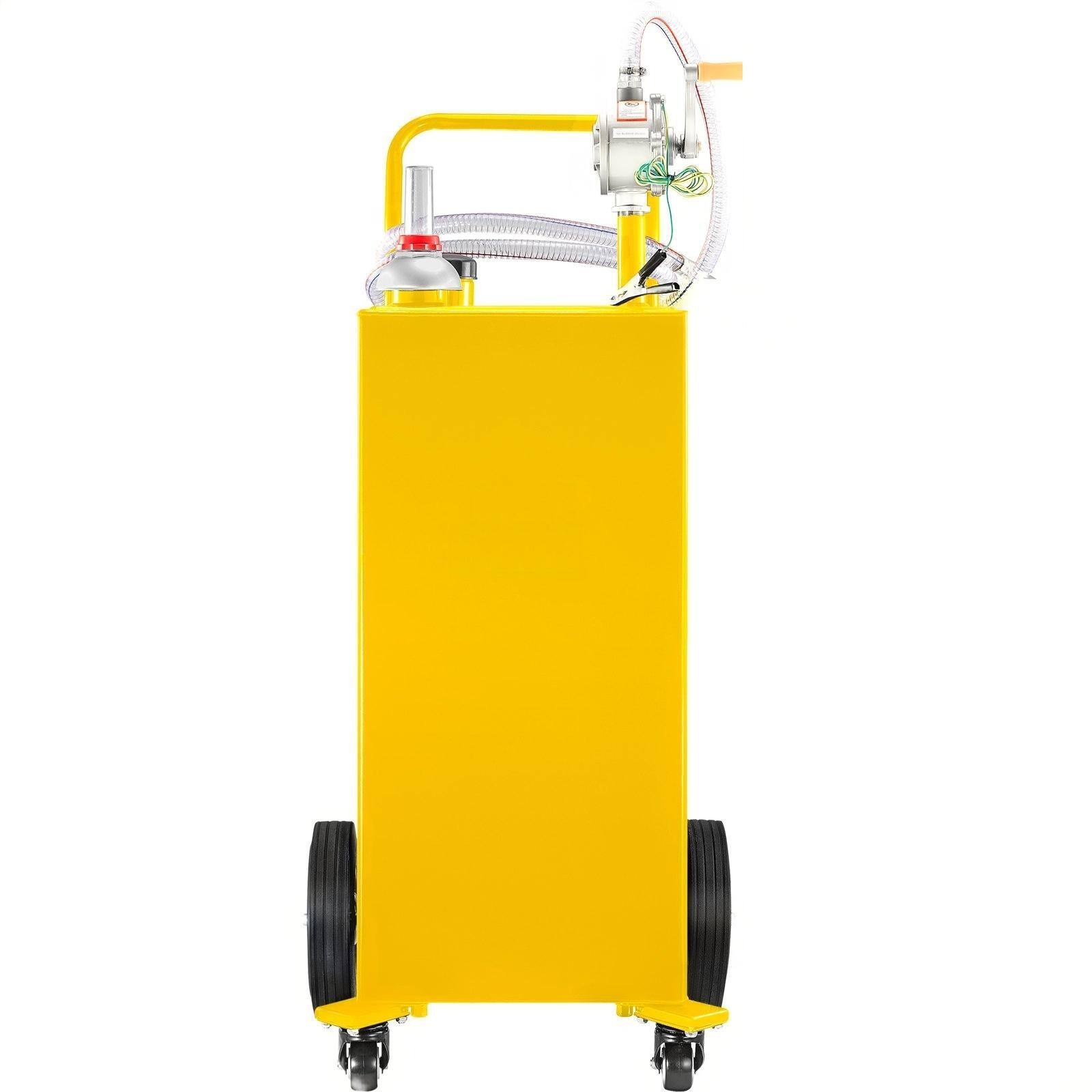 Front. Glintex - 35 Gallon Fuel Caddy with Manual Rotary Pump, Portable Gas Storage Tank on 4 Wheels，Gasoline Diesel Kerosene Transfer - Yellow.