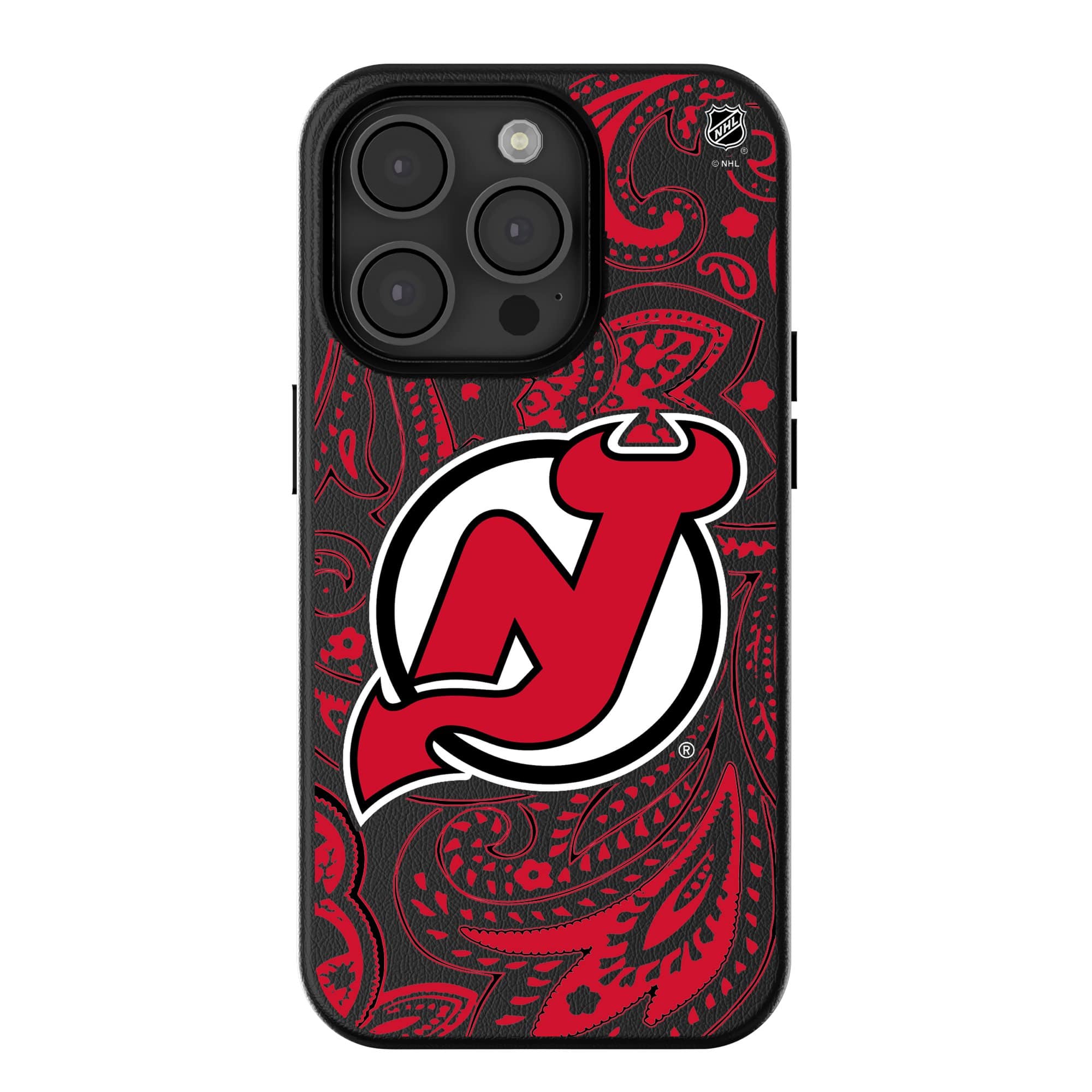 Keyscaper - NHL - New Jersey Devils Paisley iPhone Magnetic Bump Case - 16 Pro - Black