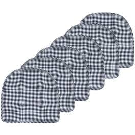 Sweet Home Collection - Houndstooth Stitch U Shaped Memory Foam 17" x 16" Chair Cushions, 6-Pack - Navy