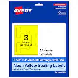 Avery - Avery® Sealing Labels, 5-1/8" x 4", Neon 120 Total - Yellow