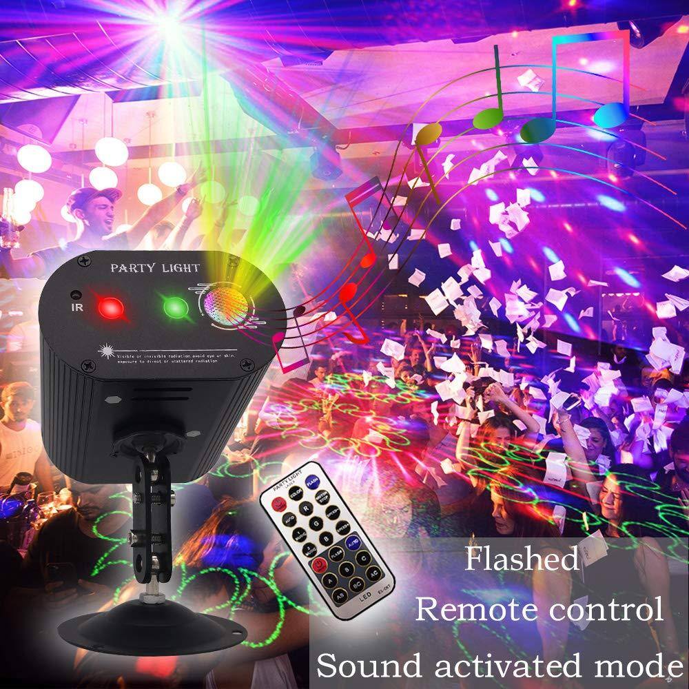 PARTY LIGHT  
IR  
Flashed  
Remote control  
Sound activated mode  

LED Remote control  
Sound activated mode