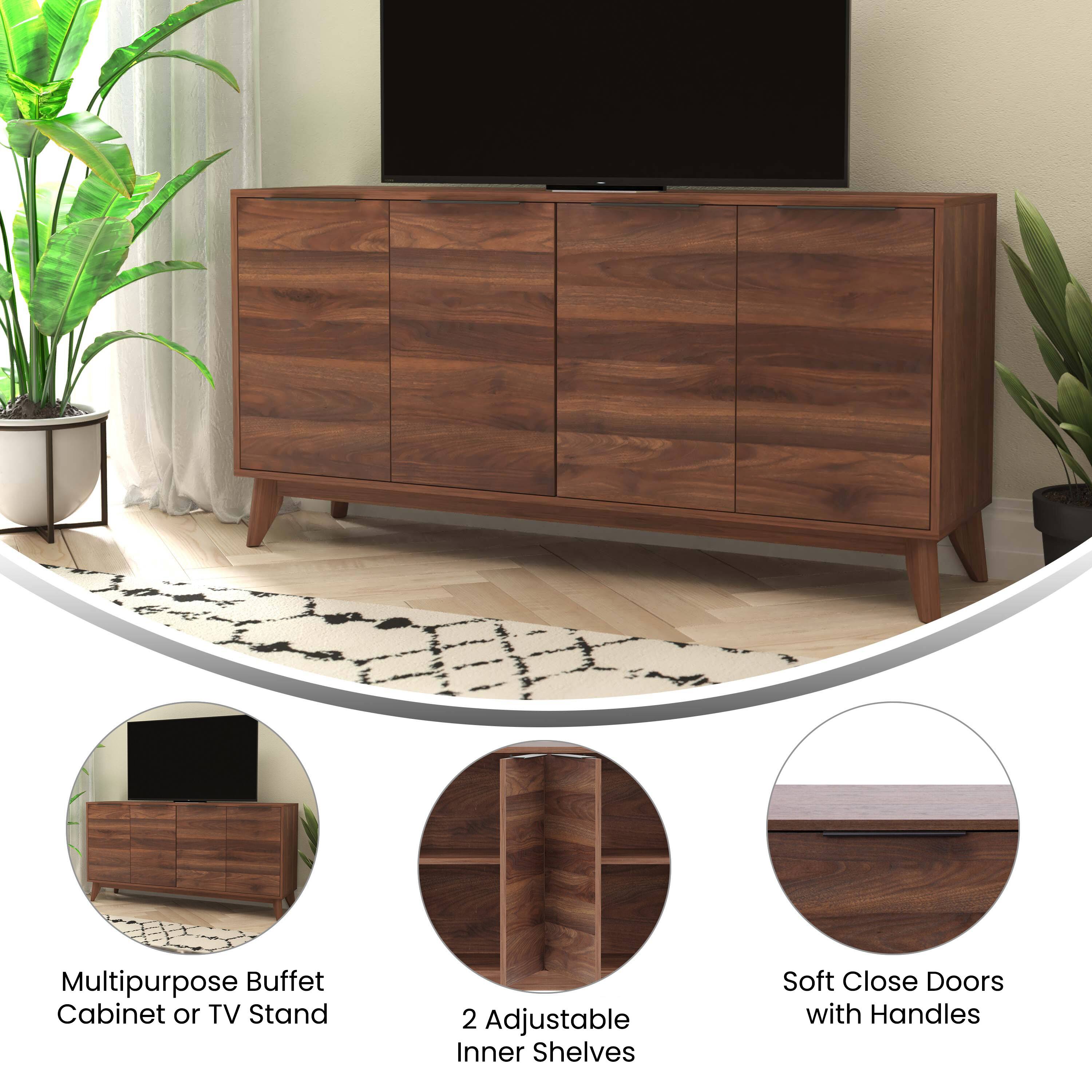 Multipurpose Buffet Cabinet or TV Stand  
2 Adjustable Inner Shelves  
Soft Close Doors with Handles