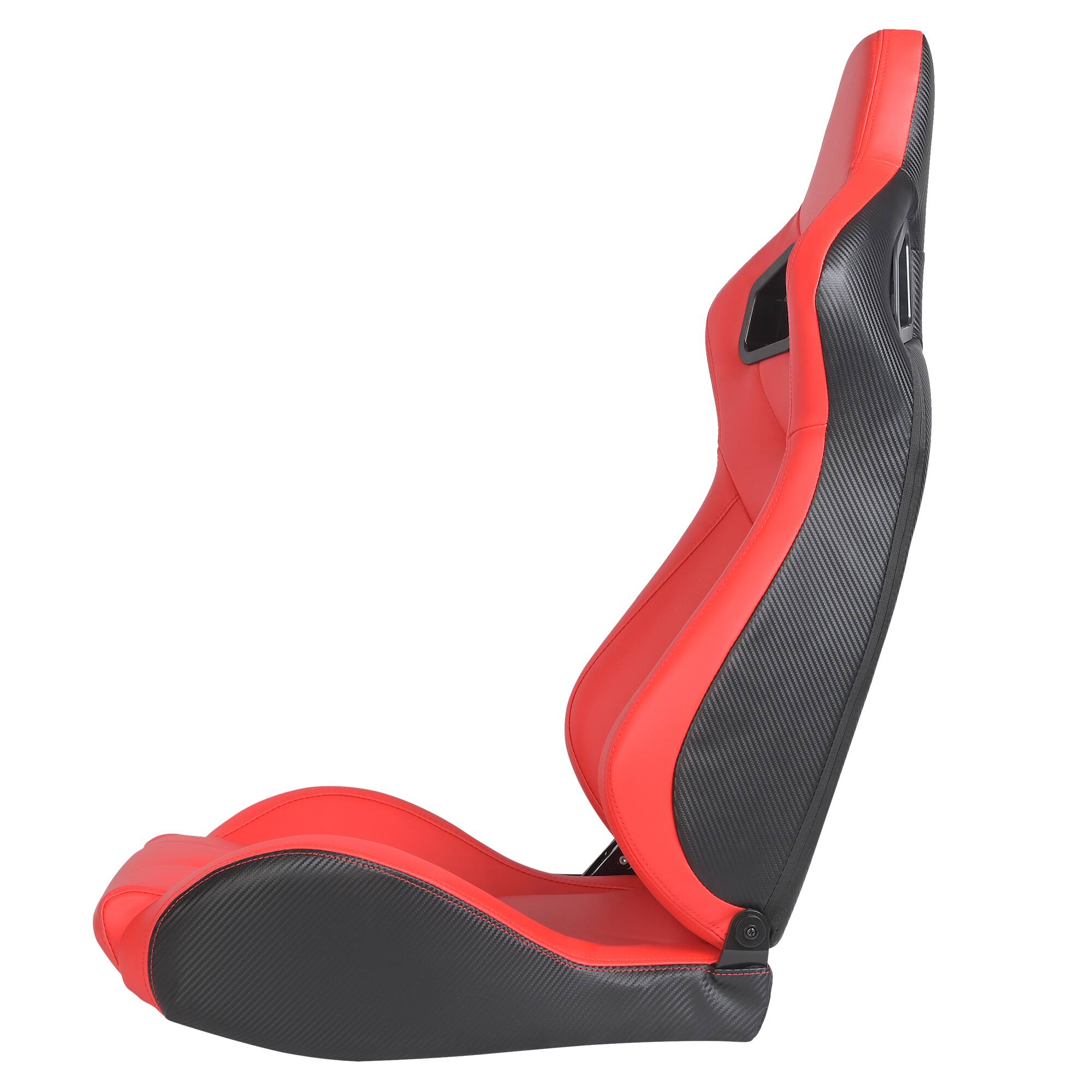 Back. LOVMOR - 1-Piece Universal Racing Seat with Dual Lock Sliders, 45 to 165 Recline, Bracket Not Included - Red.