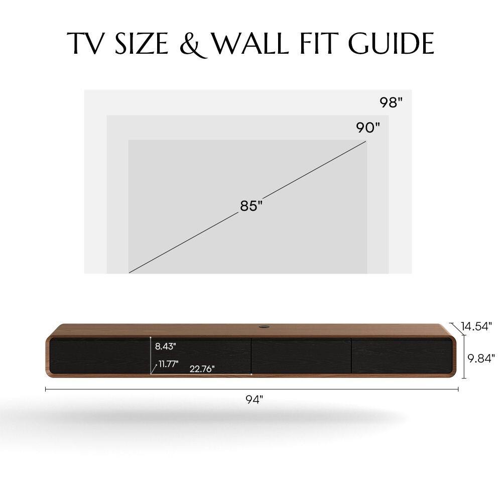 TV SIZE & WALL FIT GUIDE

98"  
90"  
85"  

14.54"  
8.43"  
11.77"  
22.76"  
9.84"  
94"