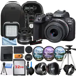 Canon - EOS R10 Mirrorless Camera with 18-45mm Lens + 32GB Card + Backpack + ZeeTech Bundle - Black
