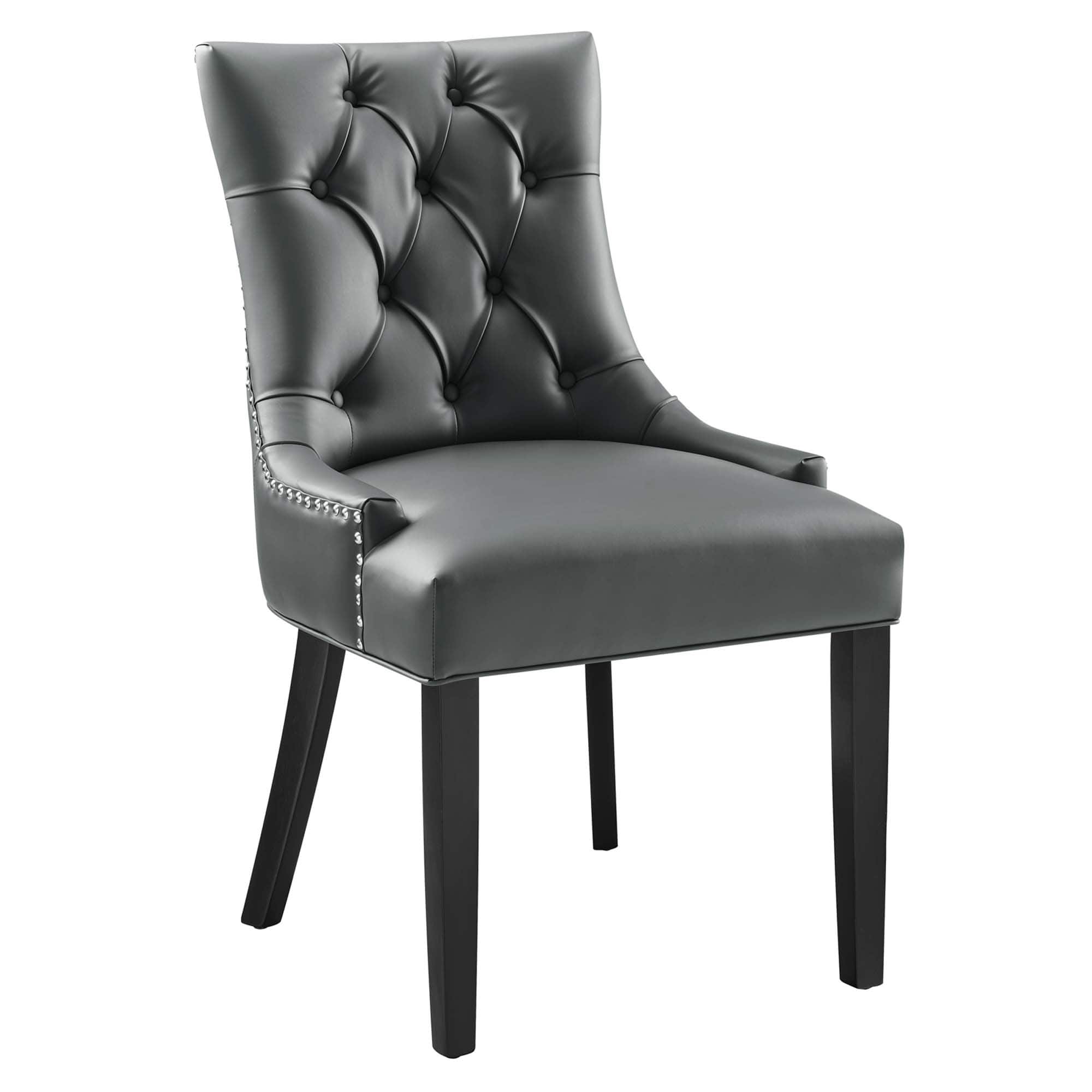 Regent Tufted Vegan Leather Dining Chair by Modway - Gray