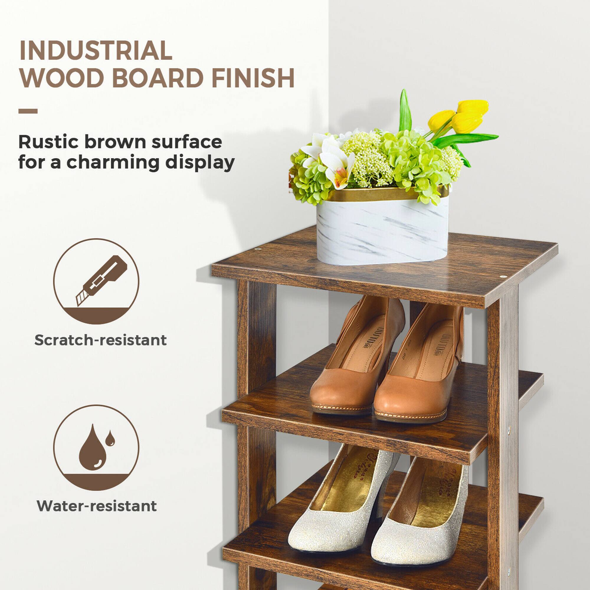 INDUSTRIAL WOOD BOARD FINISH

- Rustic brown surface for a charming display

- Scratch-resistant

- Water-resistant
