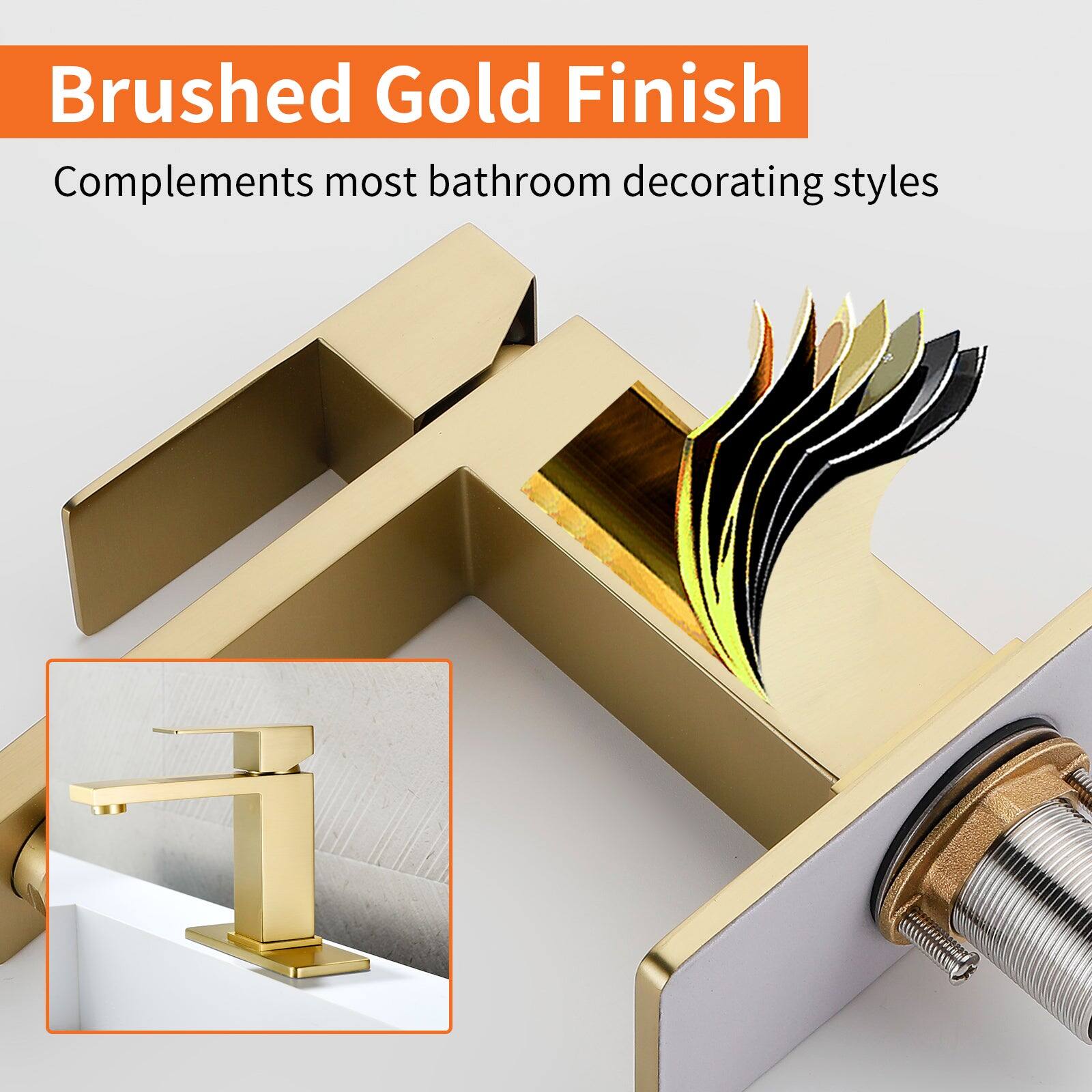 Brushed Gold Finish  
Complements most bathroom decorating styles