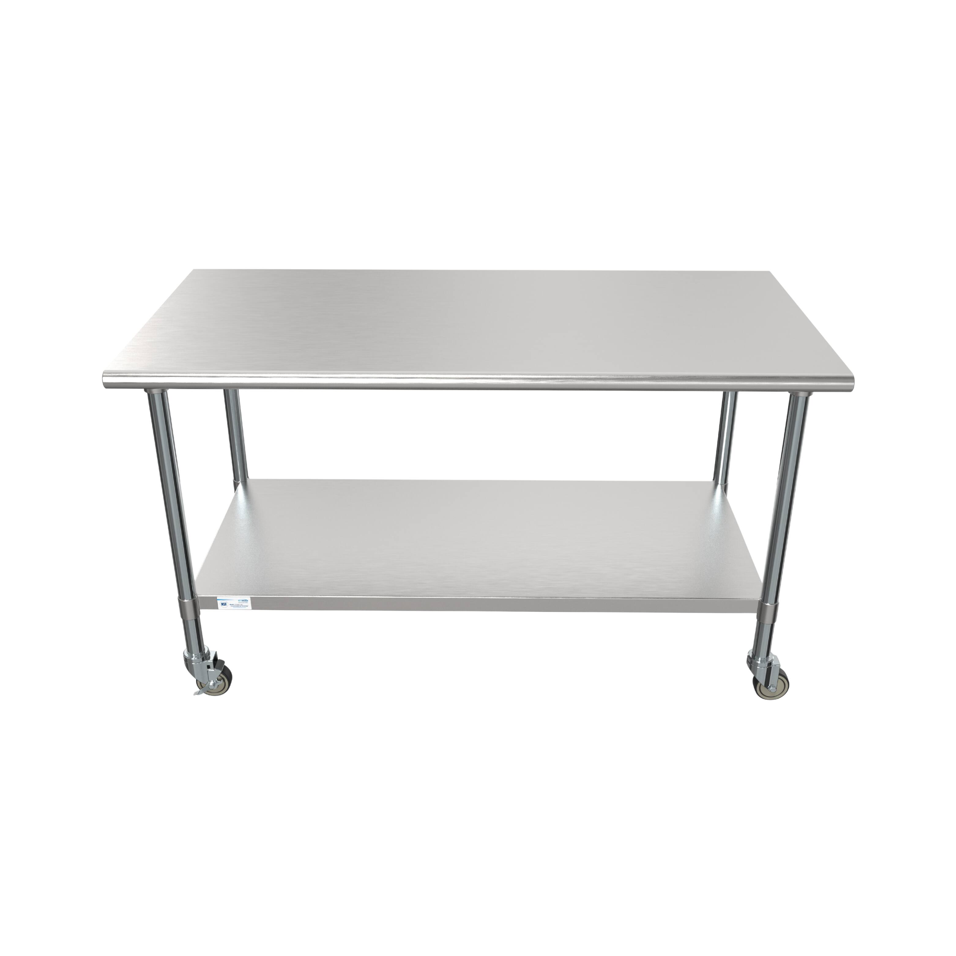 Left. Koolmore - 30" x 60" 18-Gauge 304 Stainless Steel Commercial Work Table with Casters, CT3060-18C. - Silver.