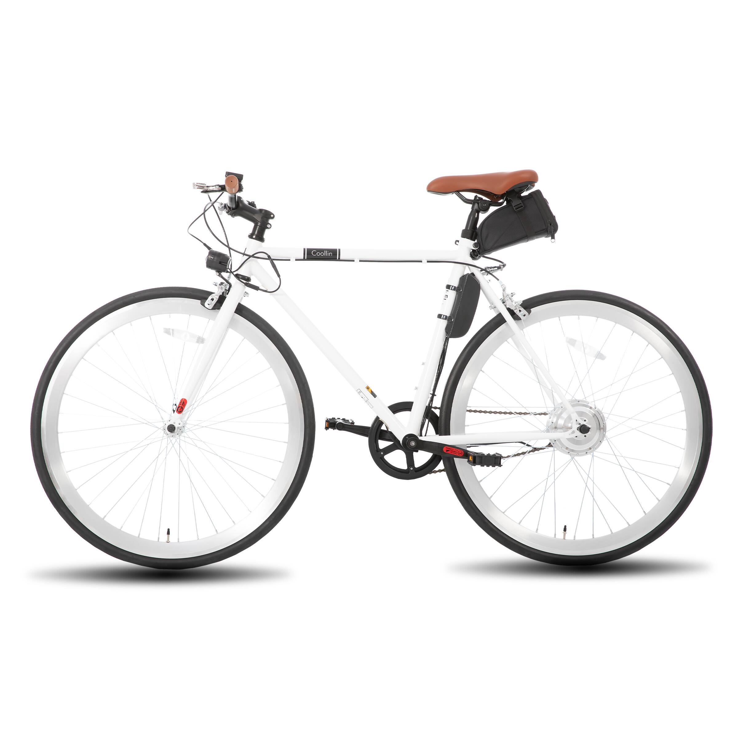 Back. HILAND - 700C Road Electric Bike for Adults, Commuting E-bike for Men Women, 250W Motor, 36V Removable Battery, 20 MPH, White - White.