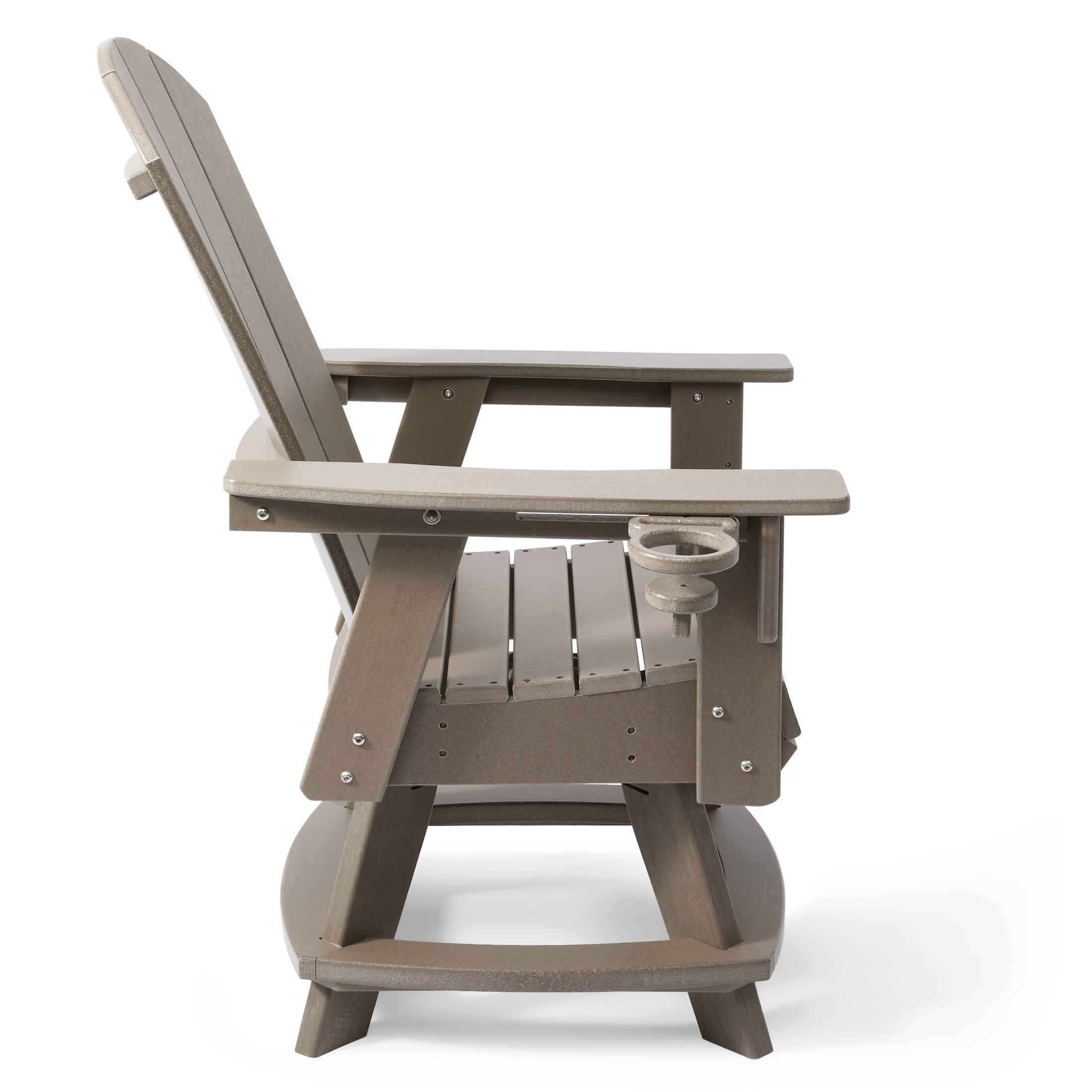 Left. WestinTrends - WestinTrends Malibu Outdoor HDPE Swivel Adirondack Patio Dining Chair With Cup Holder - Weathered Wood.