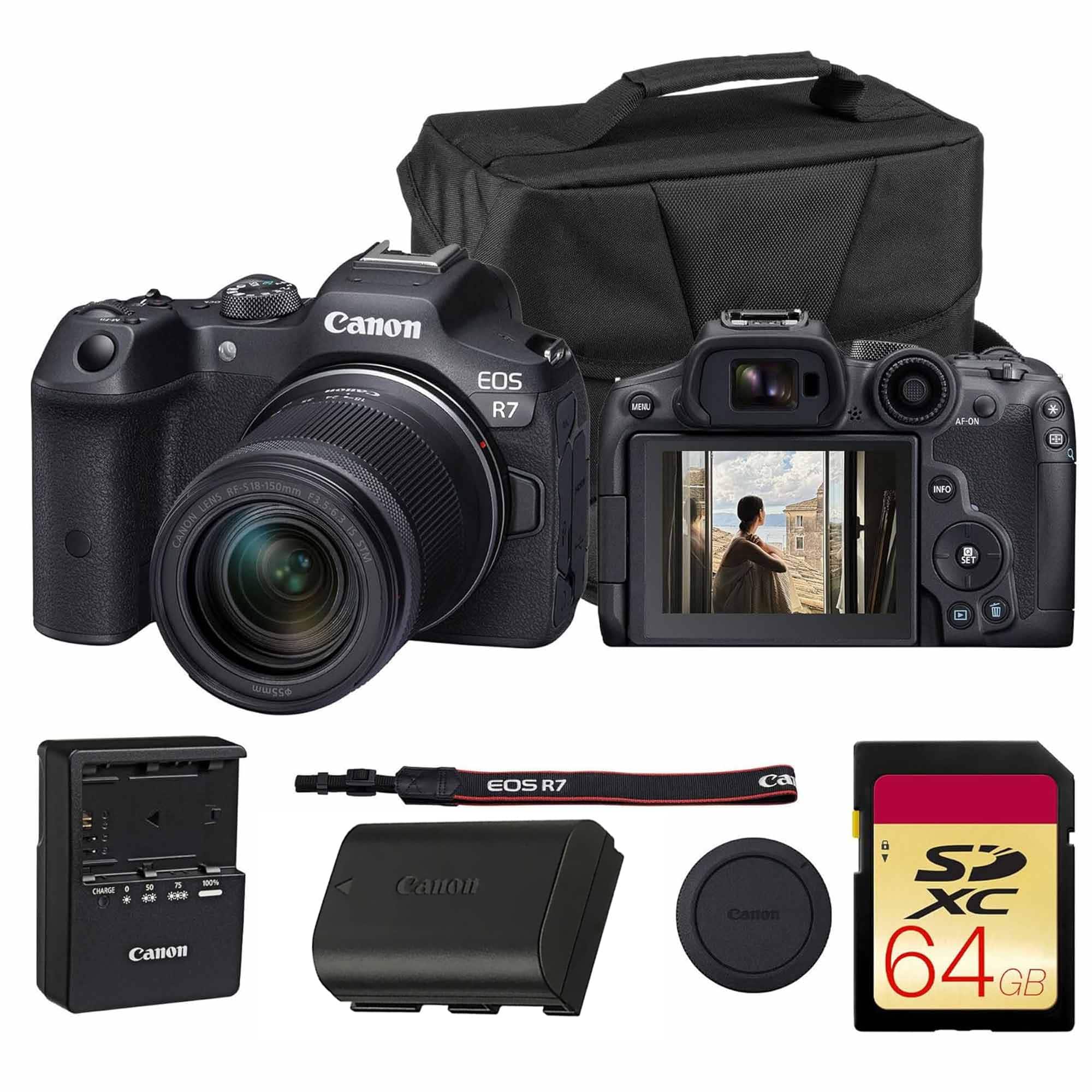 Bundle - Canon - EOS R7 APS-C Mirrorless Camera Zoom Lens