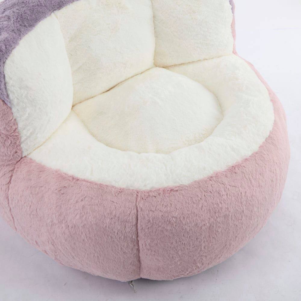 Alt View 10. Resenkos - Oversized Bean Bag Chair, Multicolor Faux Fur Couch Filled with Sponge, Large Lounger Sofa, Pink White Purple - Multicolor.
