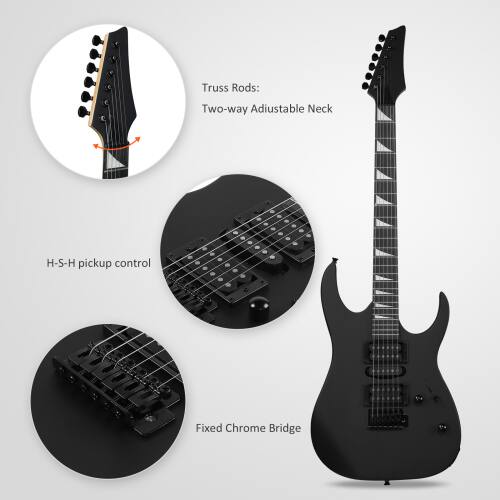 Truss Rods:
Two-way Adjustable Neck

H-S-H pickup control

Fixed Chrome Bridge