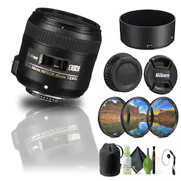 Nikon - AF-S DX Micro-NIKKOR 40mm f/2.8G Macro Lens (2200) + Filter Kit + Cap Keeper - Bundle - Black