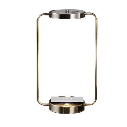 Front. Manhattan Lane - Gizo 21 Inch Table Lamp, LED Light, Wireless Charging, Metal Base - Brass.