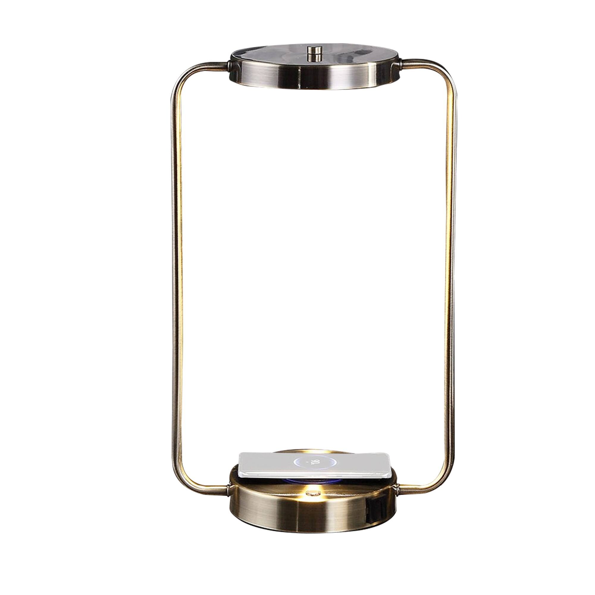 Front. Manhattan Lane - Gizo 21 Inch Table Lamp, LED Light, Wireless Charging, Metal Base - Brass.