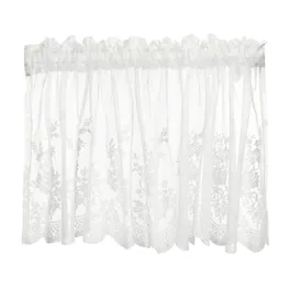 Unique Bargains - Window Valance Curtains, 51x16 Inch, Lace Floral Embroidery, Light Filtering Sheer for Bedroom Bathroom Living Room - White