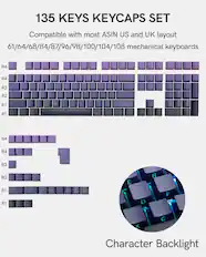 135 KEYS KEYCAPS SET
Compatible with most ASIN US and UK layout
61/64/68/84/87/96/98/100/104/108 mechanical keyboards
R4
R4
R3
R2
R1
R1
R4
R4
R3
R2
R1
R1
E D Y x R I F T C
Character Backlight