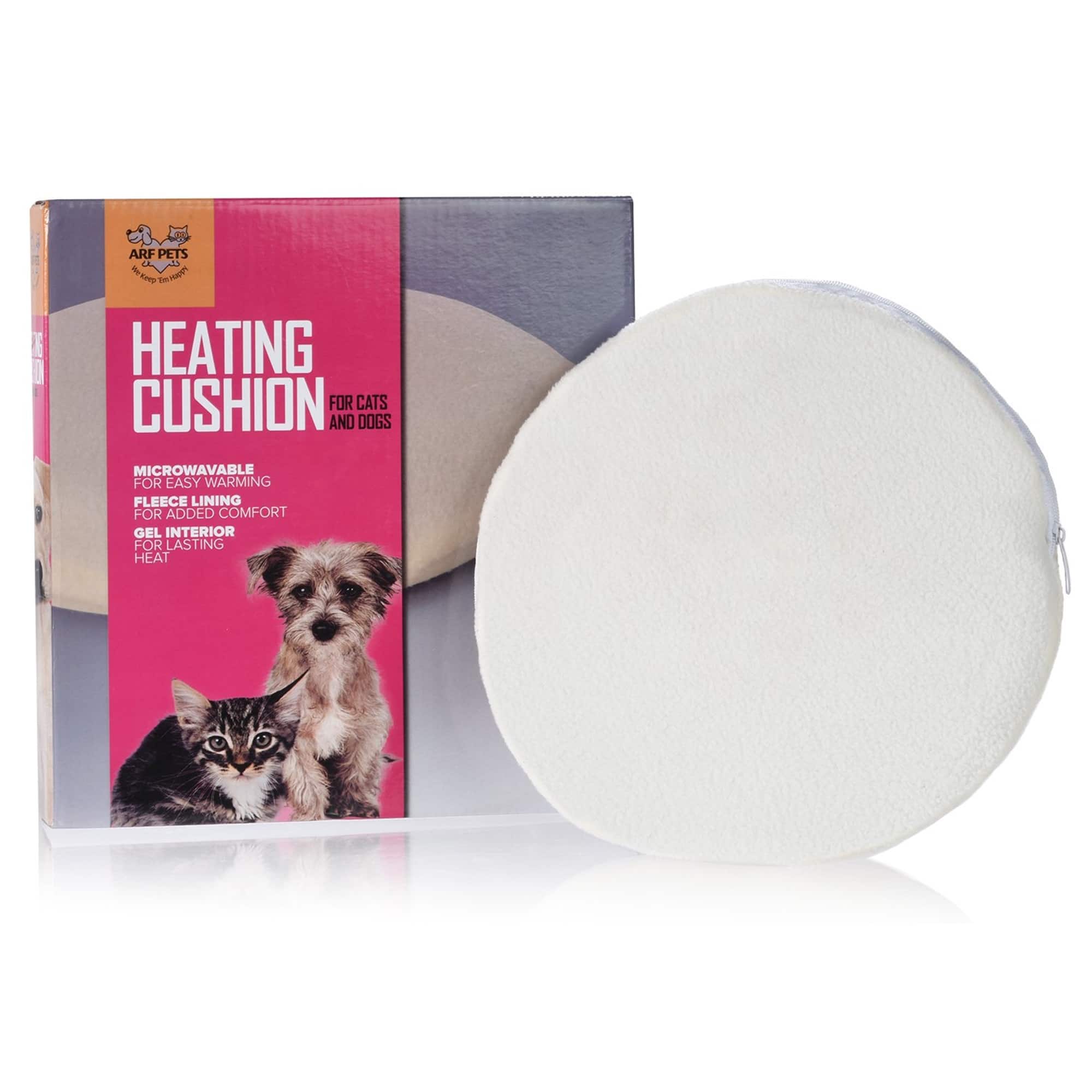 Arf Pets - Microwavable Pet Heating Pad, Self Warming Mat with Cozy Cover & Cushion - White