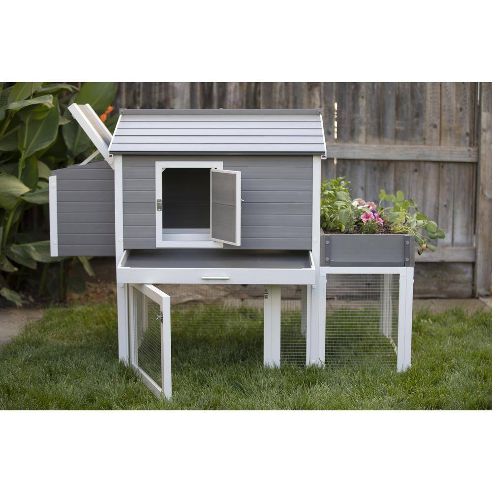 Left. New Age Pet - ECOFLEX Urban Farm Garden Chicken Coop - Grey/White.