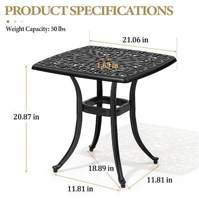 PRODUCT SPECIFICATIONS  
Weight Capacity: 50 lbs  
21.06 in  
1.65 in  
20.87 in  
18.89 in  
11.81 in  
11.81 in