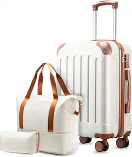 LUGGEX - 20 Inch Carry On Luggage Airline Approved, Hardside Suitcase with Wheels, TSA Approved, Tote Bag - AVC - White
