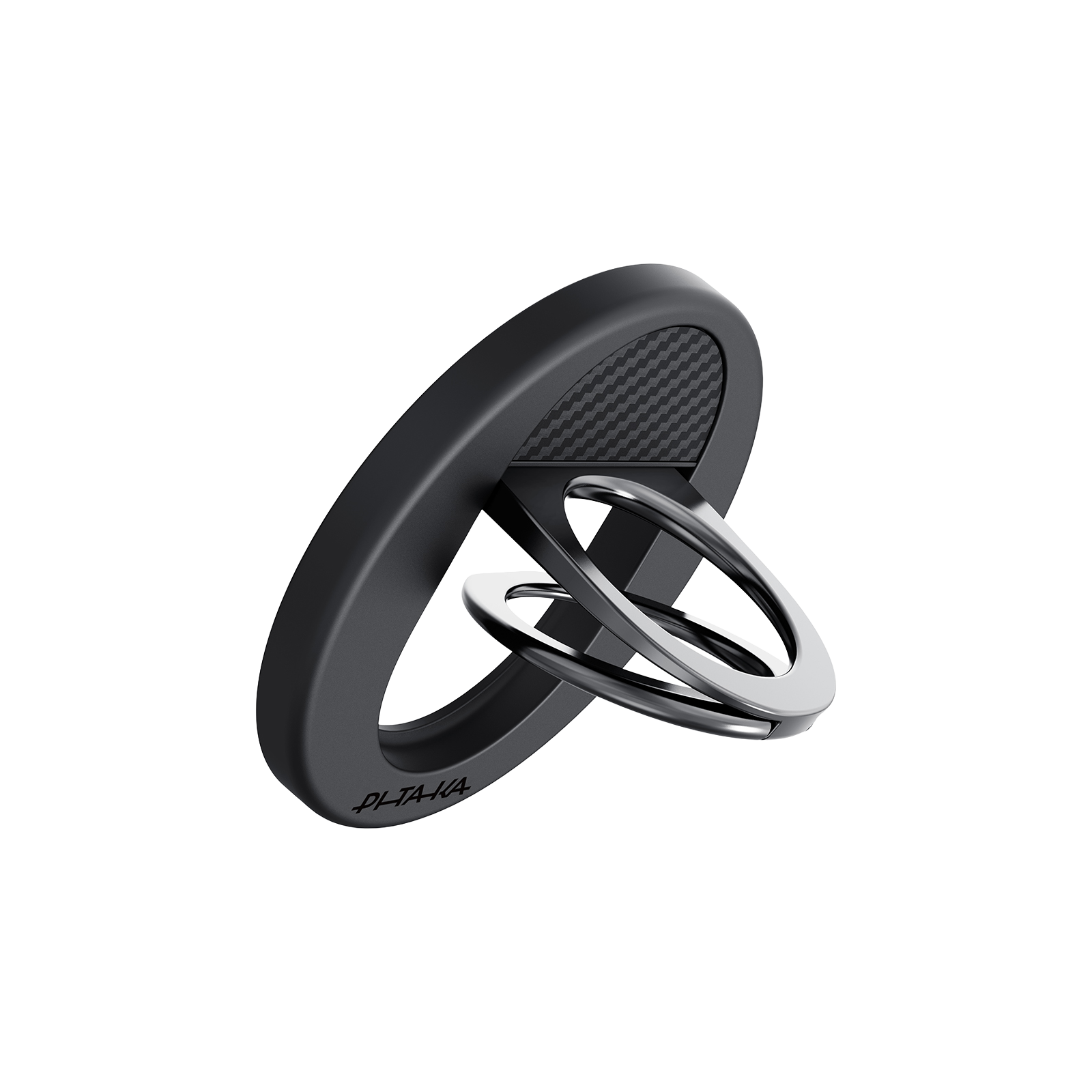 Left. Pitaka - PITAKA MagSafe Phone Grip, 360 Degree Rotation Magnetic Phone Ring, Black - Black/Grey.