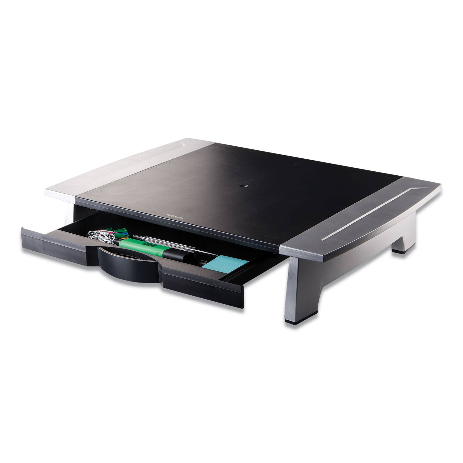 Alt View 5. Fellowes - Office Suites Standard Supports 80 lbs. 19.78 in. x 14.06 in. x 4 in. to 6.5 in. Monitor Riser For 21 in. Monitors - Black/Silver.