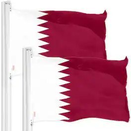 G128 - 2-Pack Qatar Flag 3 x 5 ft — Printed 150D Polyester, Brass Grommets, Double-Stitched - Assorted Colors